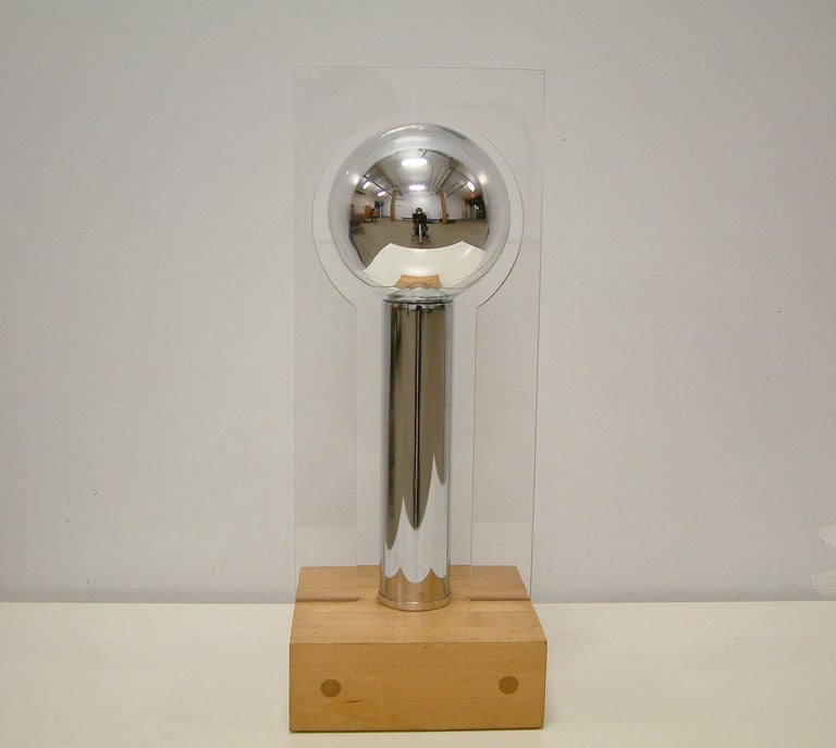 Modern Lucite, Chrome and Wood Lamp